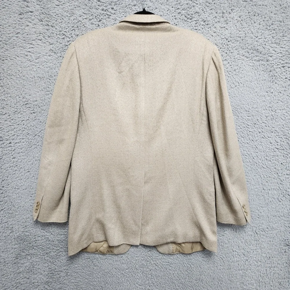 Ermenegildo Zegna Soft Blazer Mens EUR 54R / US‎ 44R Beige Mark Shale Silk Wool